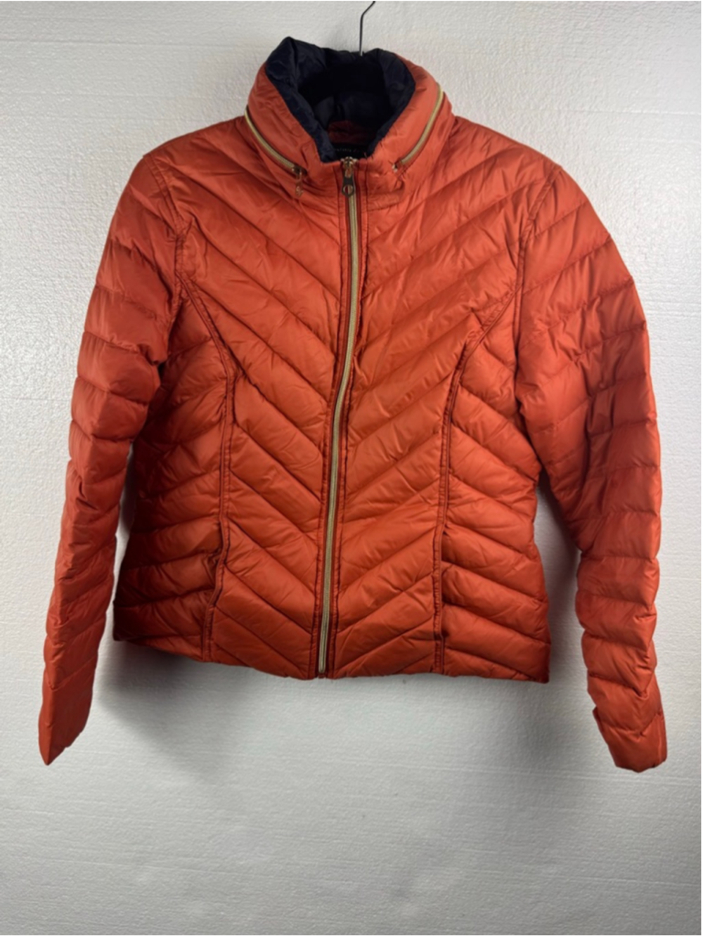 Preston & York 90% Duck Down Puffer Jacket size Medium Orange Navy